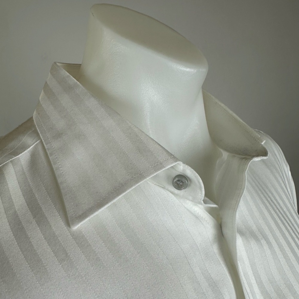 Renoma Paris White-on-White Striped XXL Dress Shirt